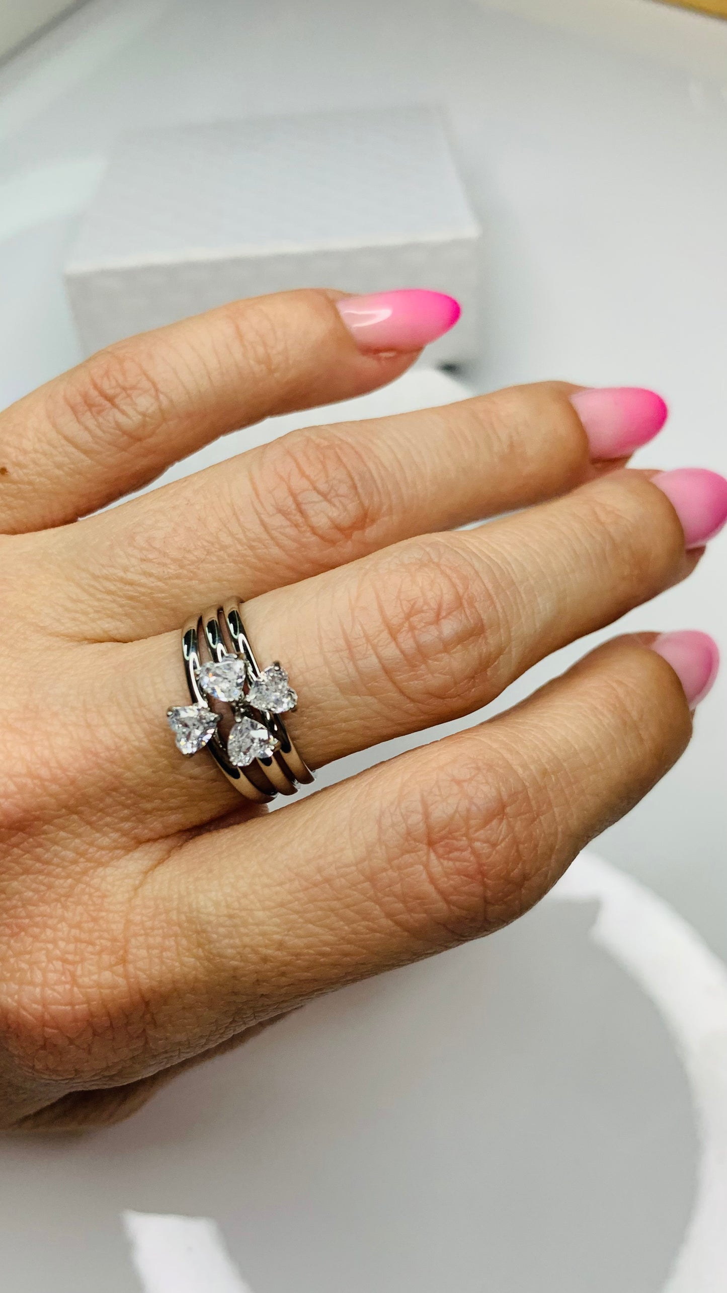 Anello 3 fedine con zircone