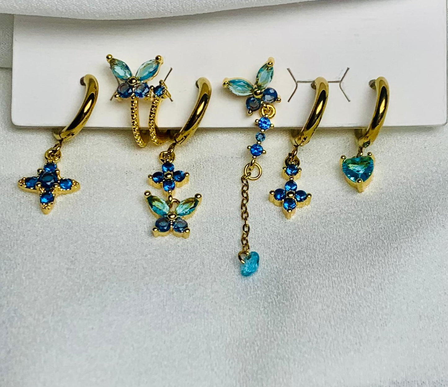 set 6 orecchini farfalla realizzati in acciaio inossidabile 316L