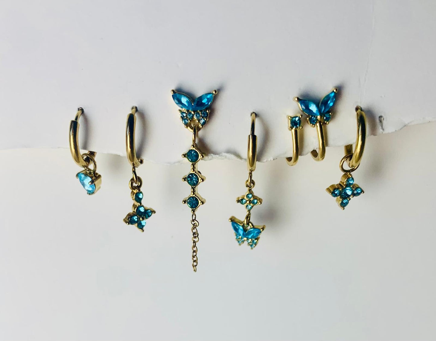 set 6 orecchini farfalla realizzati in acciaio inossidabile 316L