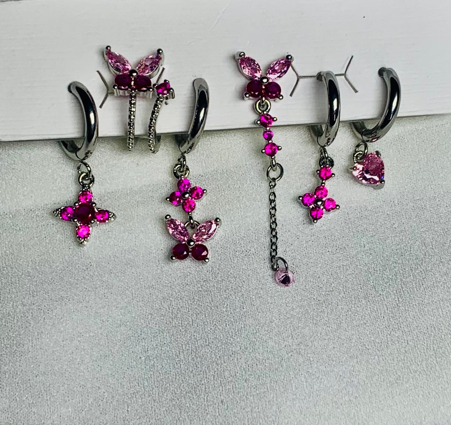 set 6 orecchini farfalla realizzati in acciaio inossidabile 316L