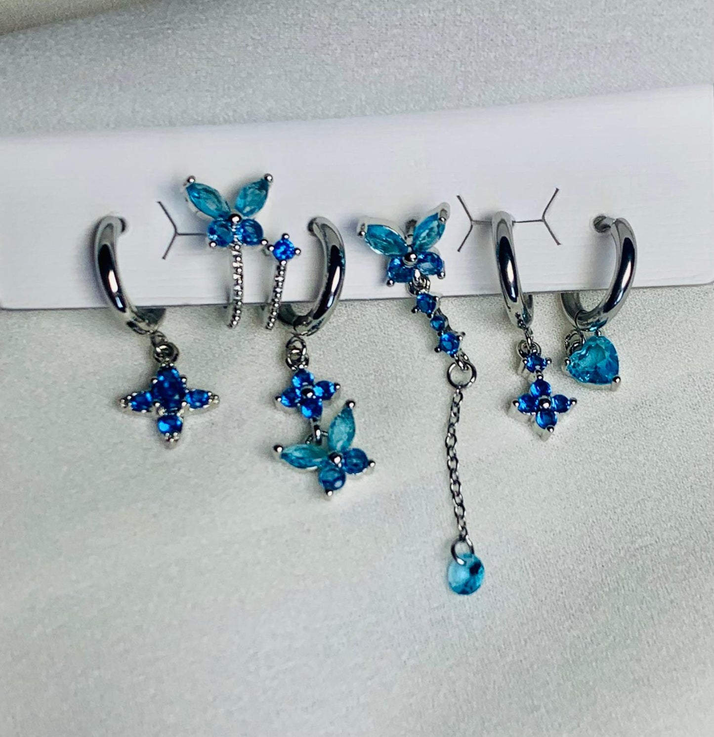 set 6 orecchini farfalla realizzati in acciaio inossidabile 316L